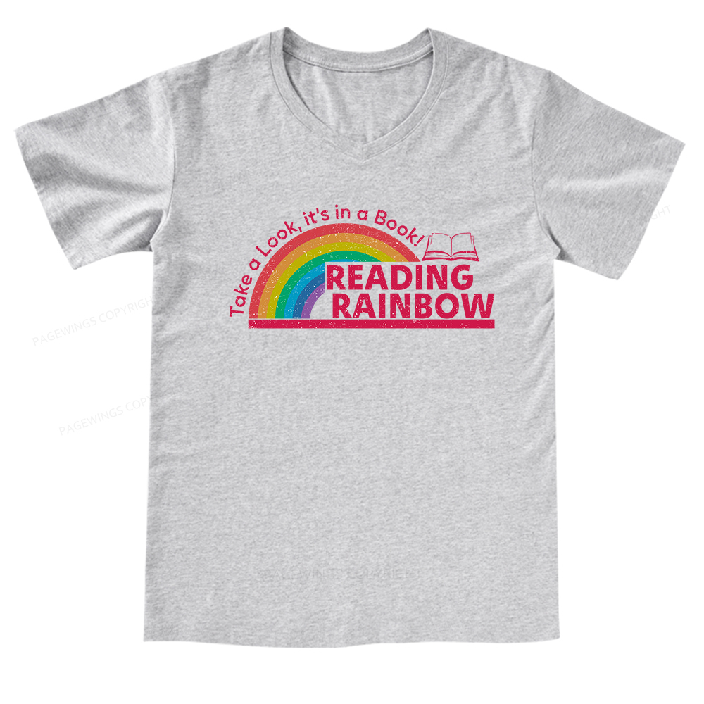Pagewings Reading Rainbow V-neck T-shirt