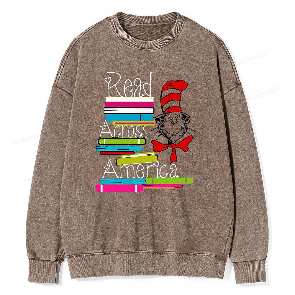 Pagewings Read Across America DTF Transfer, Reading Friends Dr. Seuss Unisex Washed Sweatshirt