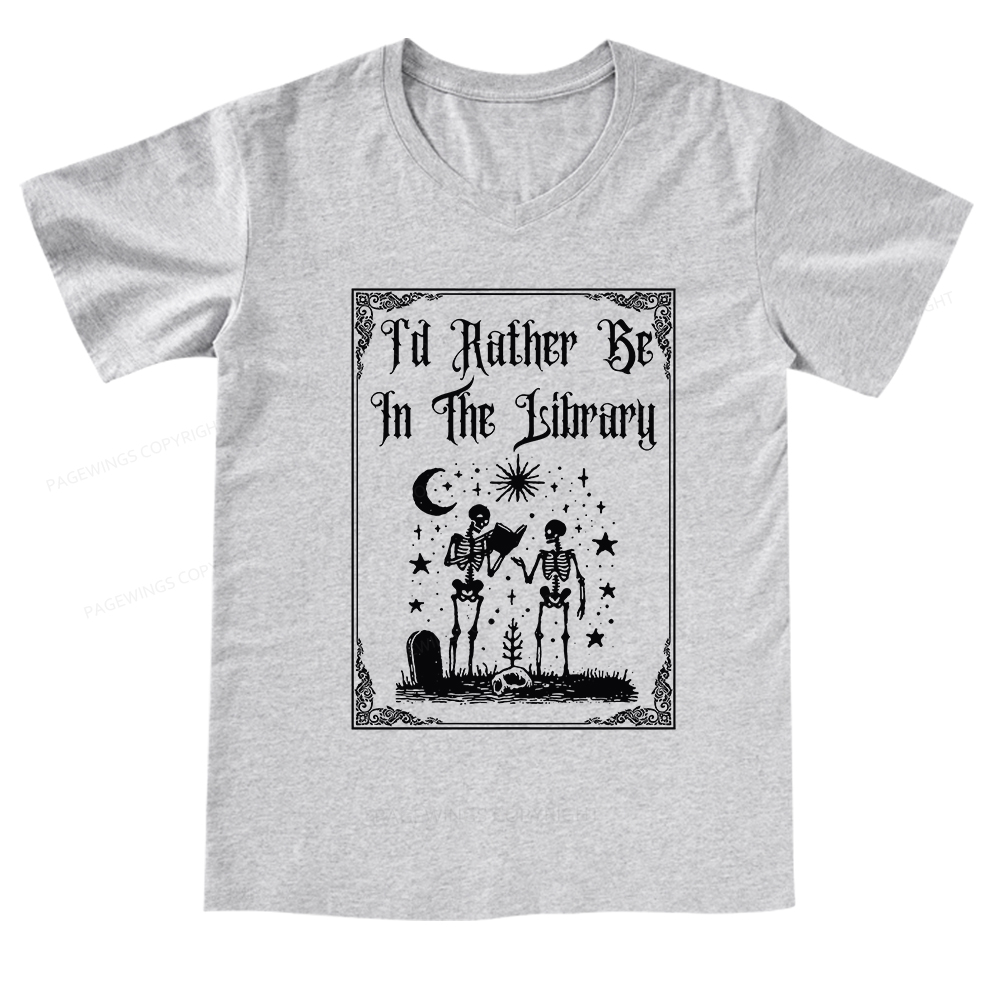 Pagewings I'd Rather Be In The Library V-neck T-shirt
