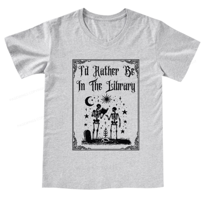 Pagewings I'd Rather Be In The Library V-neck T-shirt