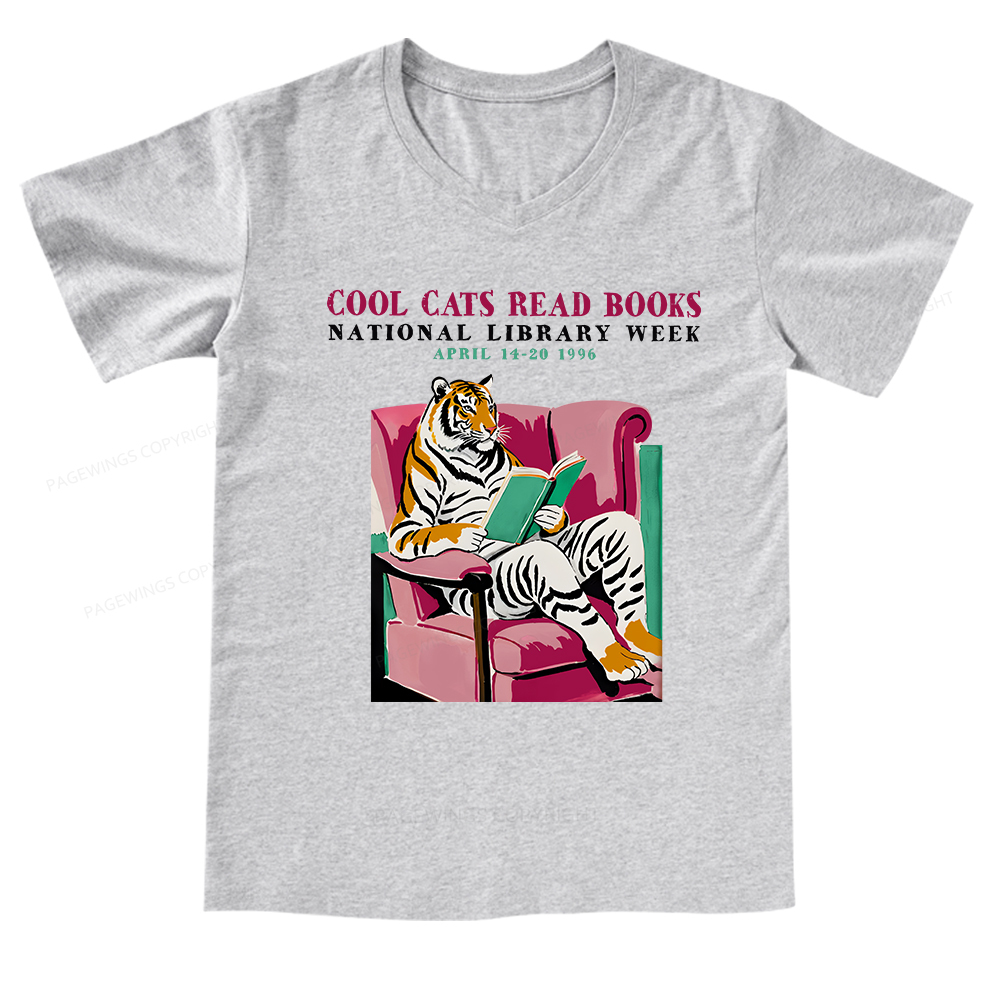 Pagewings Library Week Poster 1996 V-neck T-shirt