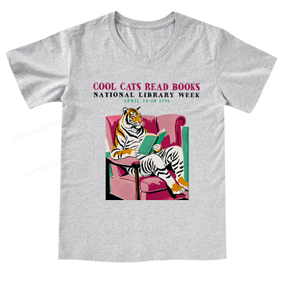 Pagewings Library Week Poster 1996 V-neck T-shirt