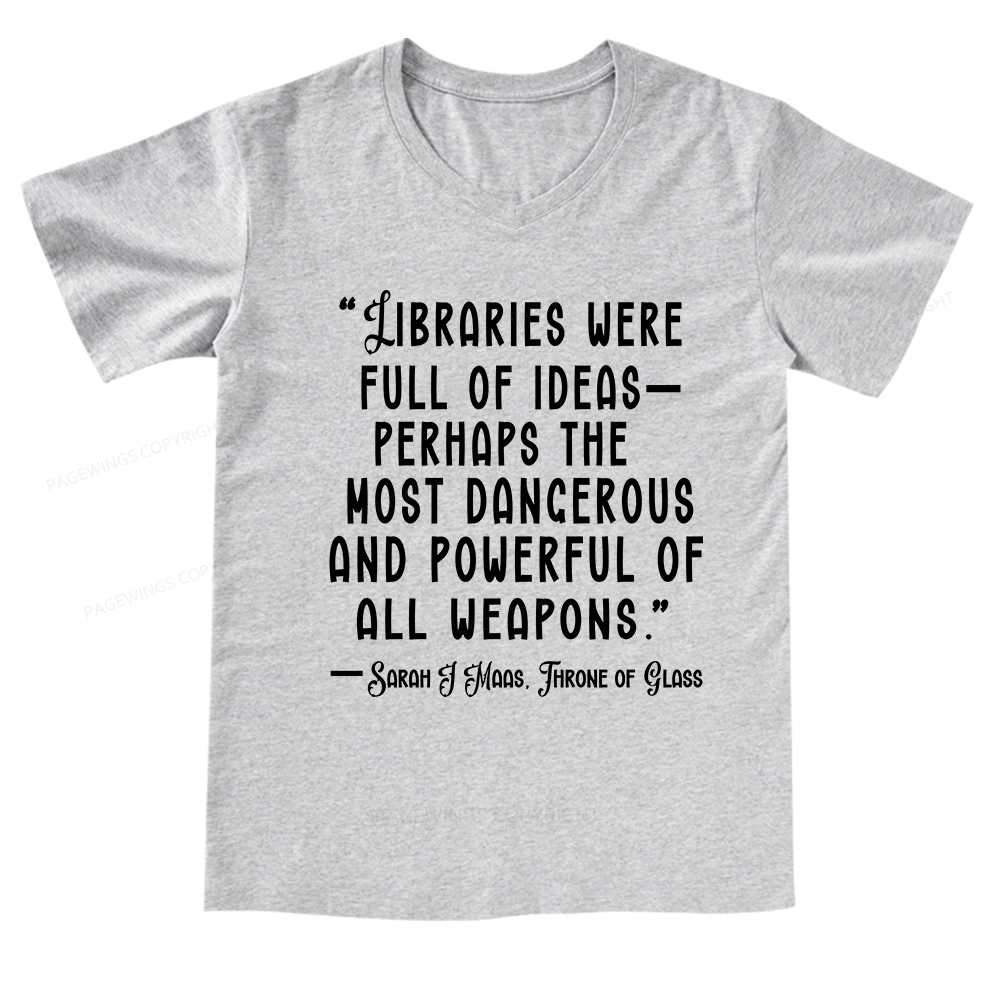 Pagewings Libraries Were Full Of Ideas V-neck T-shirt