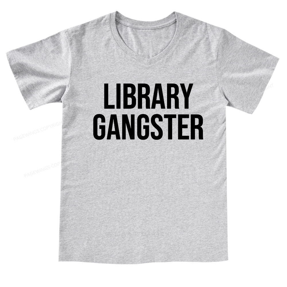 Pagewings Library Gangster V-neck T-shirt