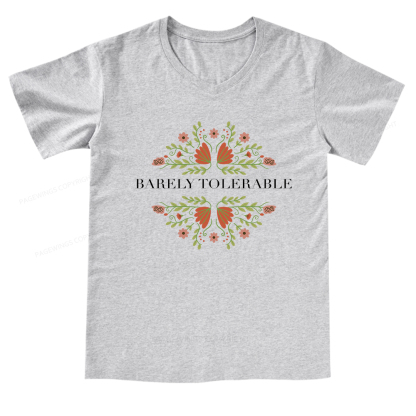 Pagewings Barely Tolerable V-neck T-shirt