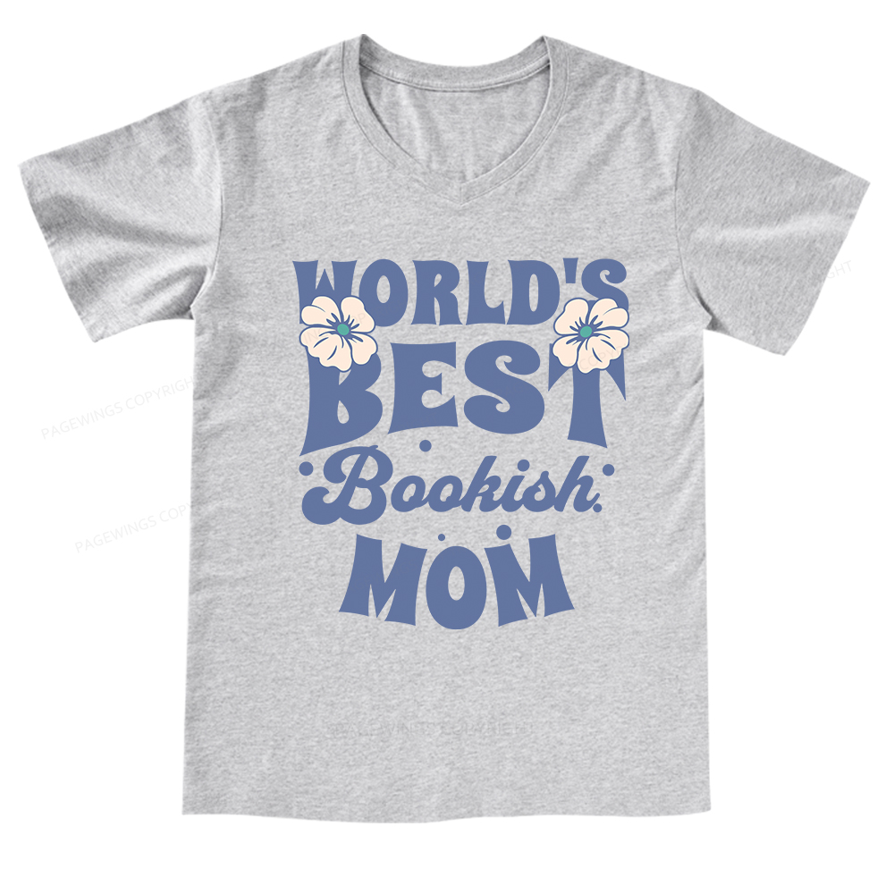 Pagewings World's Brsy Bookish Mom V-neck T-shirt