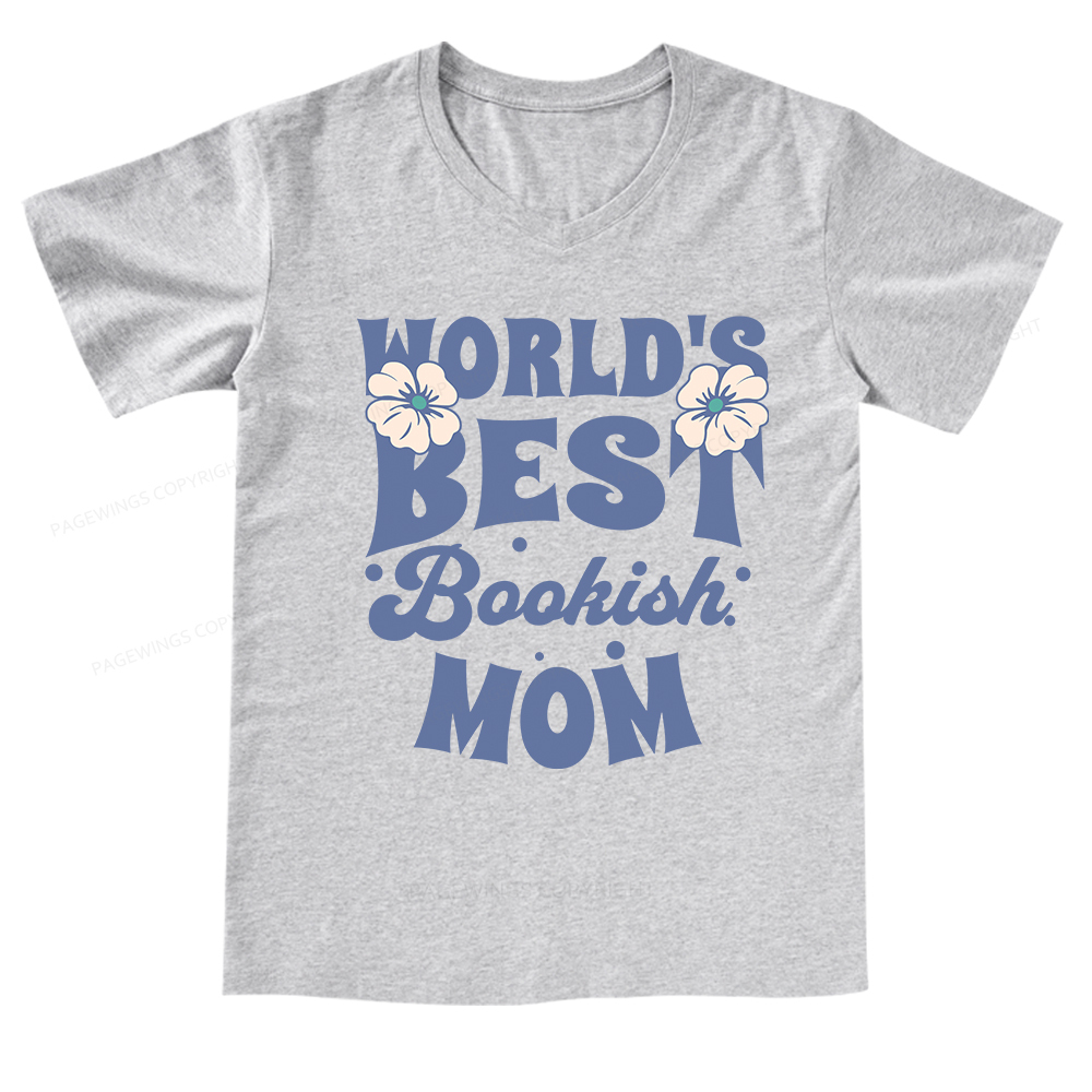 Pagewings World's Brsy Bookish Mom V-neck T-shirt