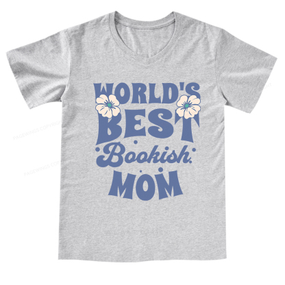 Pagewings World's Brsy Bookish Mom V-neck T-shirt