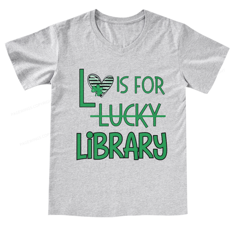 Pagewings St Patricks Day Librarian Tshirt Shirt V-neck T-shirt