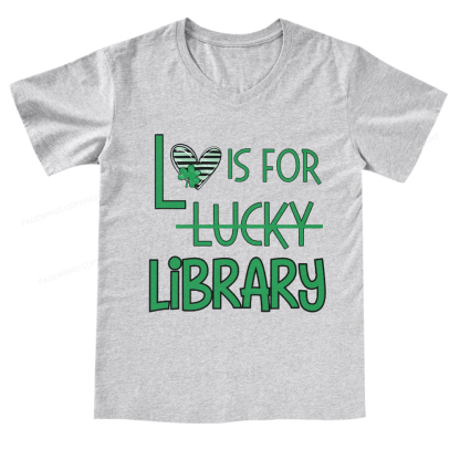 Pagewings St Patricks Day Librarian Tshirt Shirt V-neck T-shirt