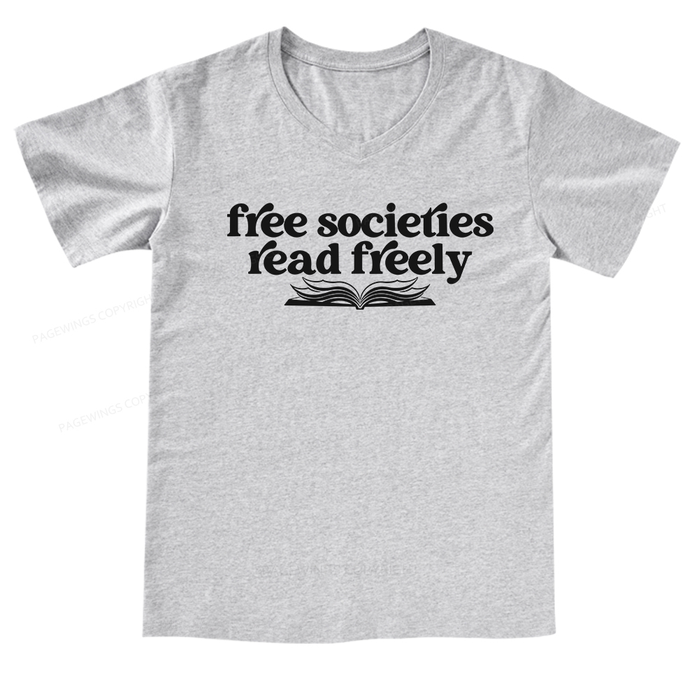 Pagewings Stop Book Banning V-neck T-shirt