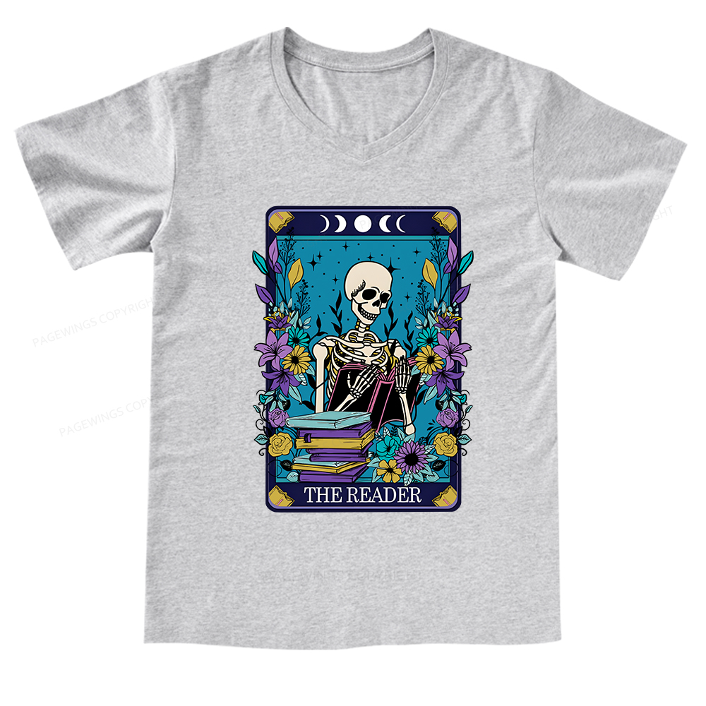 Pagewings The Reader Tarot Card Shirt V-neck T-shirt