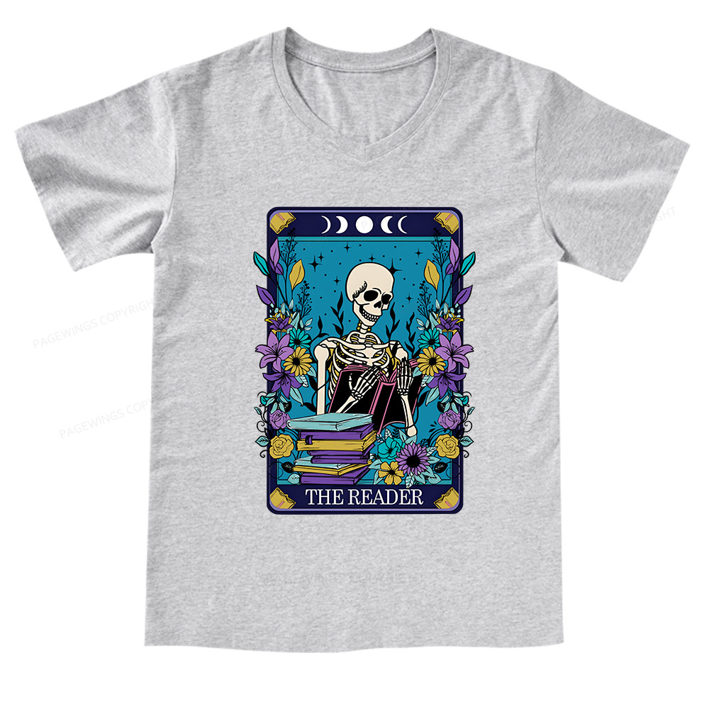 Pagewings The Reader Tarot Card Shirt V-neck T-shirt