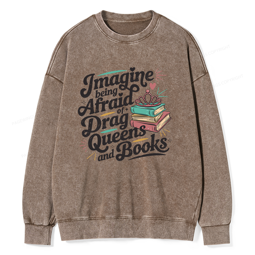 Pagewings Book Lover Gift For Bookworm Unisex Washed Sweatshirt