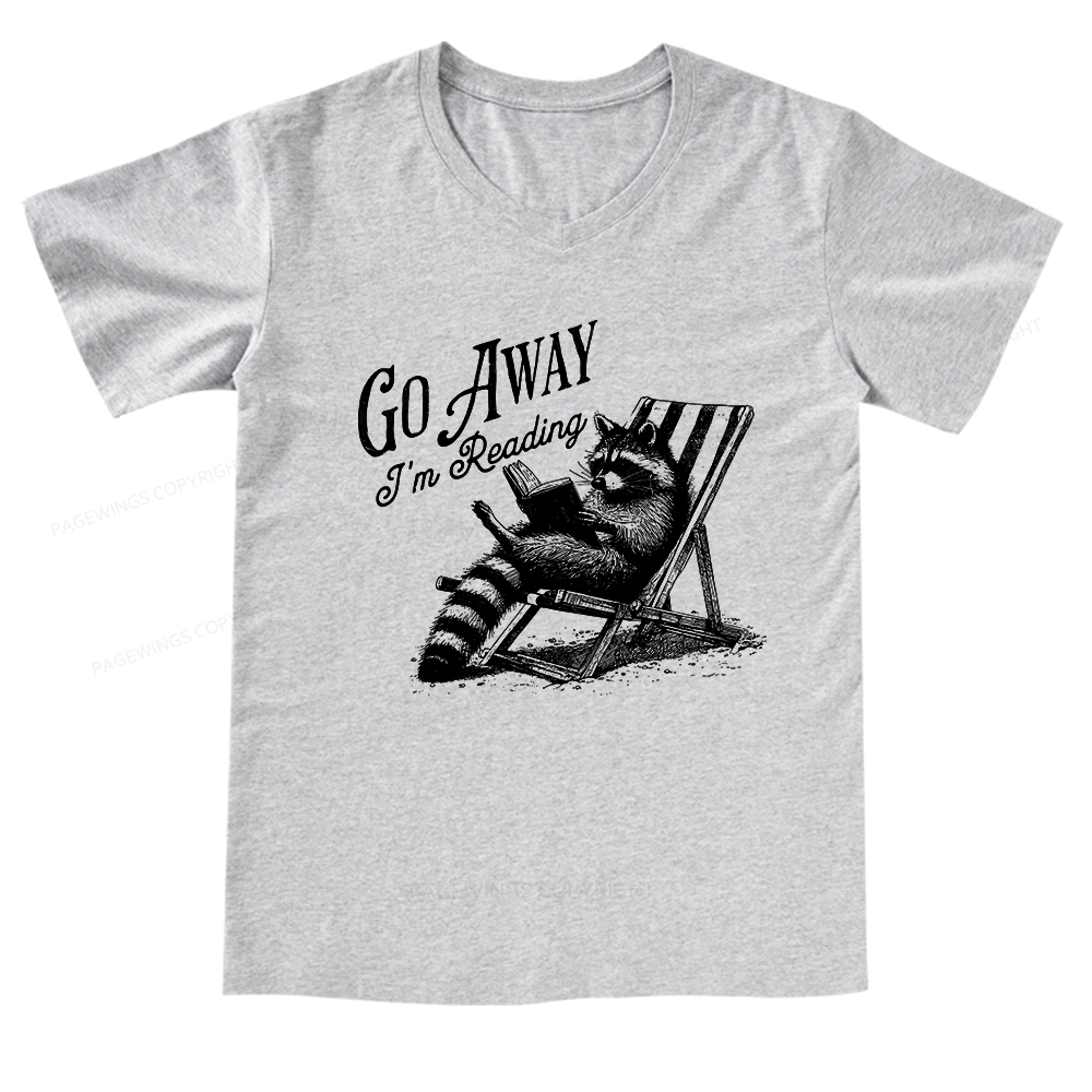 Pagewings Funny Raccoon Book Lover V-neck T-shirt