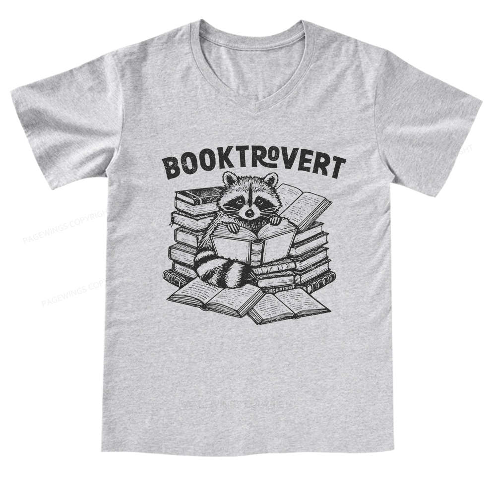Pagewings A Raccoon Reading Seriously V-neck T-shirt