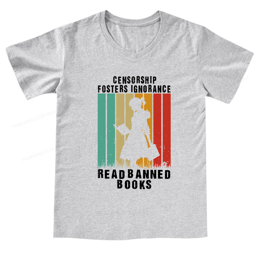 Pagewings Banned Books Vintage V-neck T-shirt