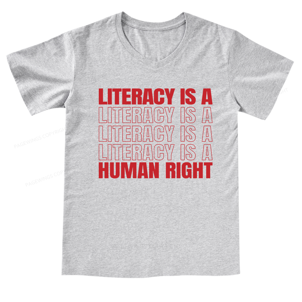 Pagewings Literacy Is A Human Right V-neck T-shirt