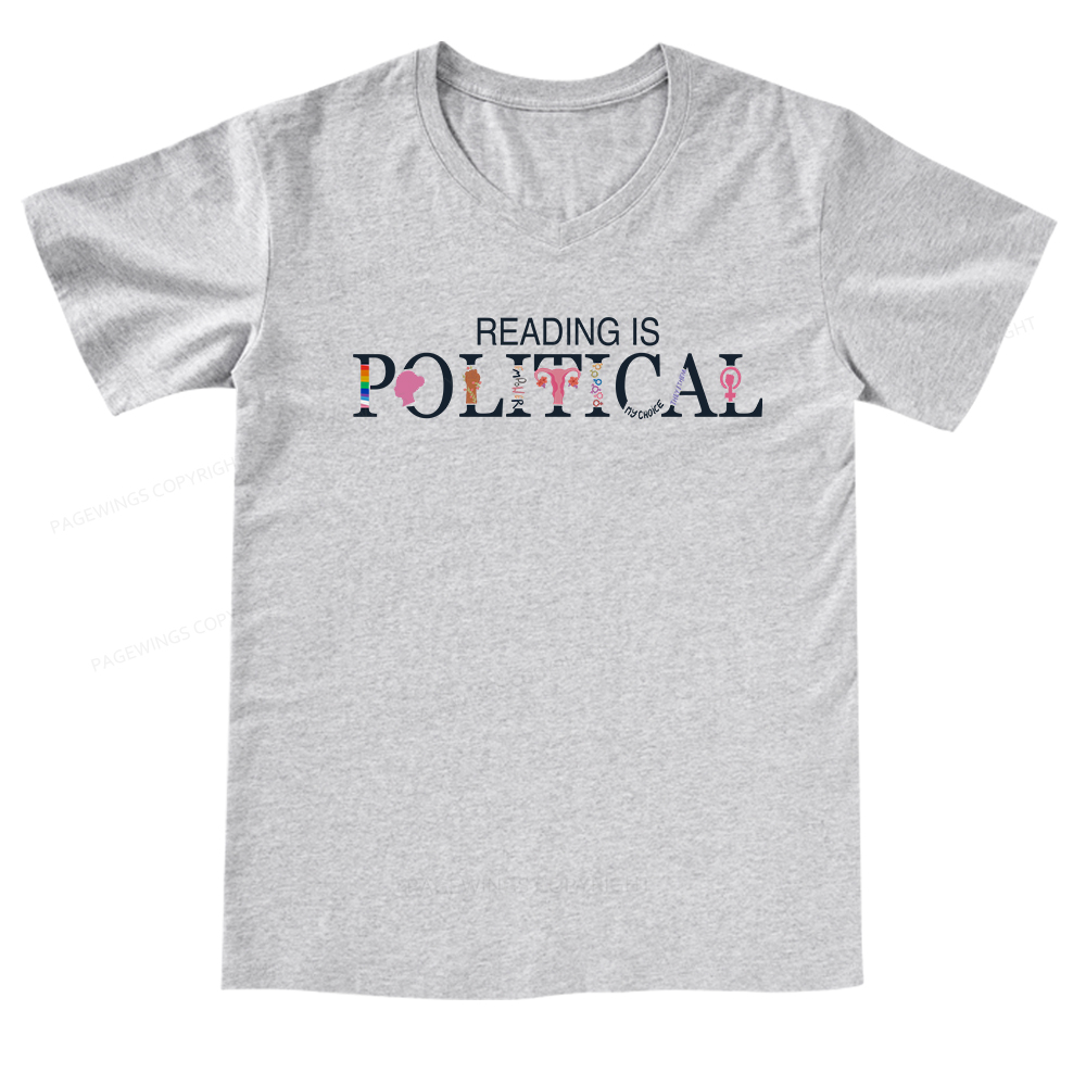 Pagewings Reading is Political Comfort Colors Fantasys V-neck T-shirt