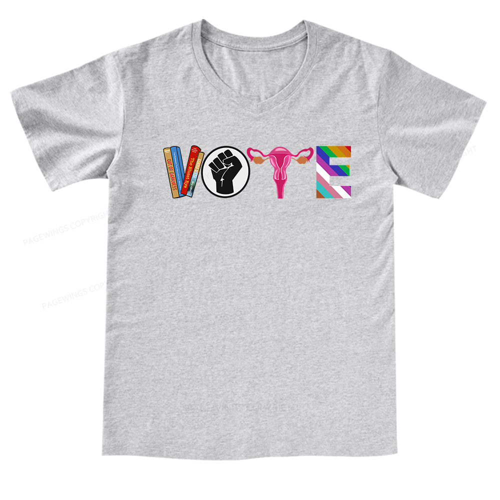 Pagewings VOTE Banned Books Tee V-neck T-shirt