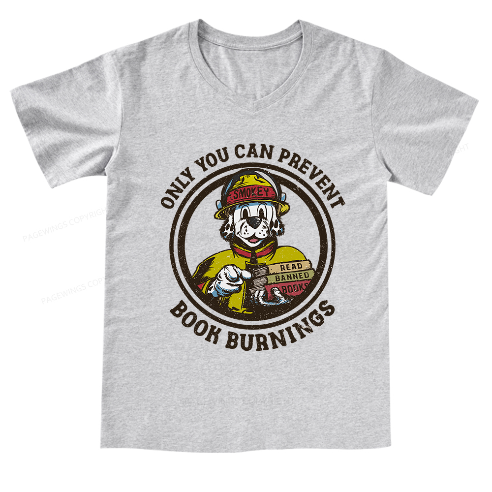 Pagewings Prevent Book Burnings V-neck T-shirt