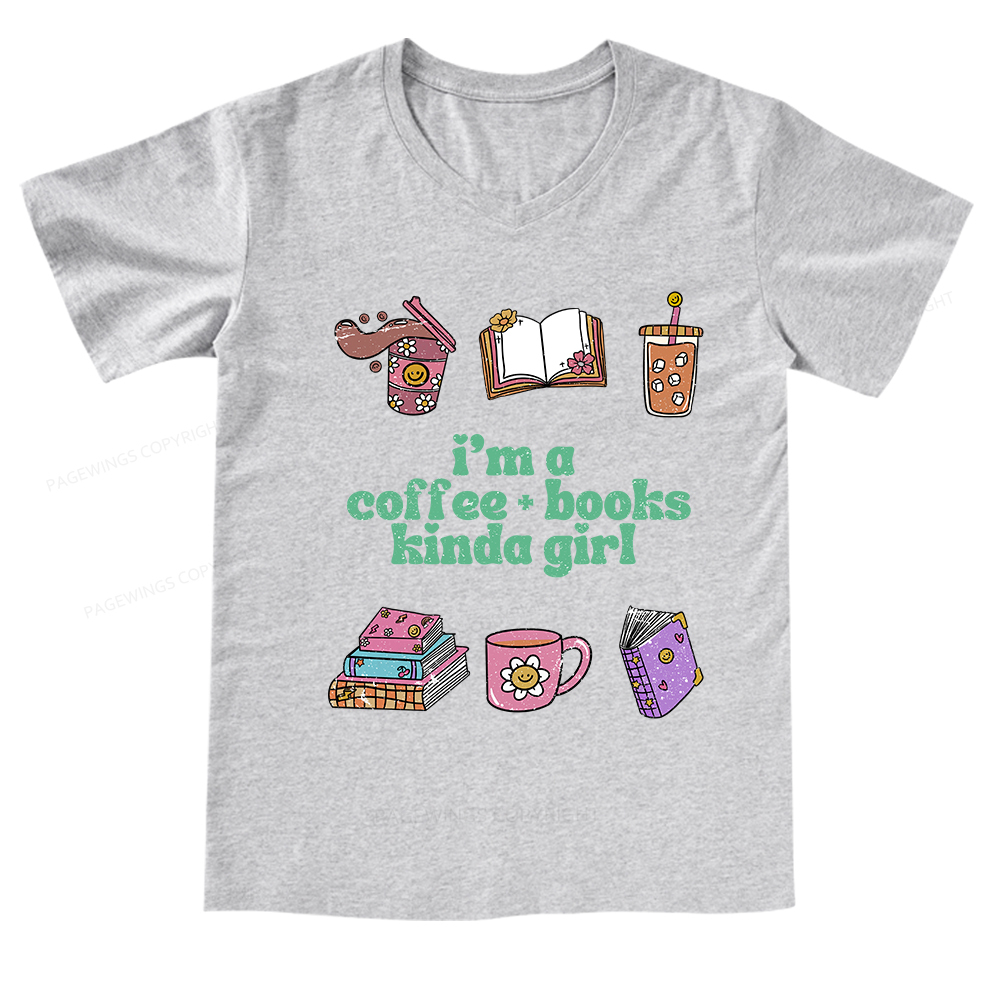 Pagewings I 'm A Coffee Books Kinda Girl V-neck T-shirt