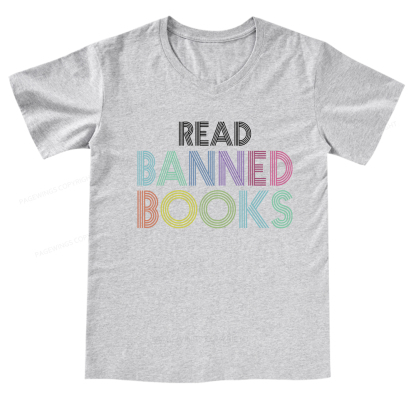 Pagewings Read Banned Books Shirt  V-neck T-shirt