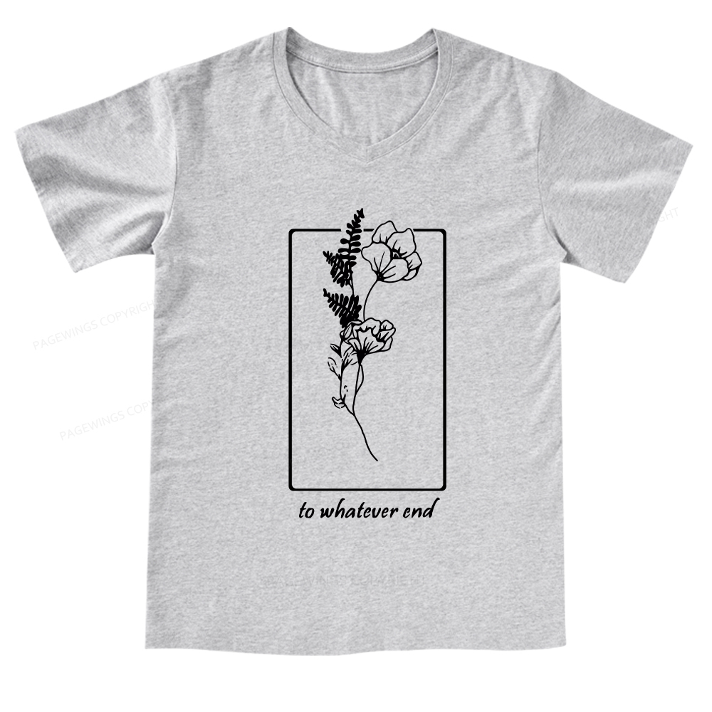 Pagewings Throne Of Glass Flower Aelin Quote V-neck T-shirt