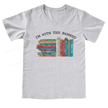 Pagewings I'm With The Banned Books V-neck T-shirt