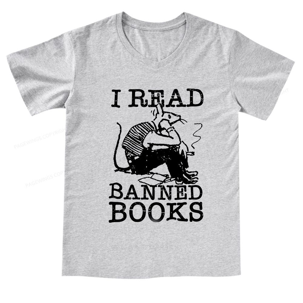 Pagewings I Read Banned Books T Shirt V-neck T-shirt