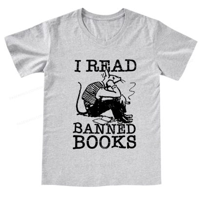 Pagewings I Read Banned Books T Shirt V-neck T-shirt