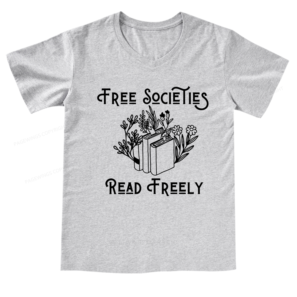 Pagewings Free Societies Read Freely V-neck T-shirt