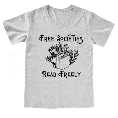 Pagewings Free Societies Read Freely V-neck T-shirt