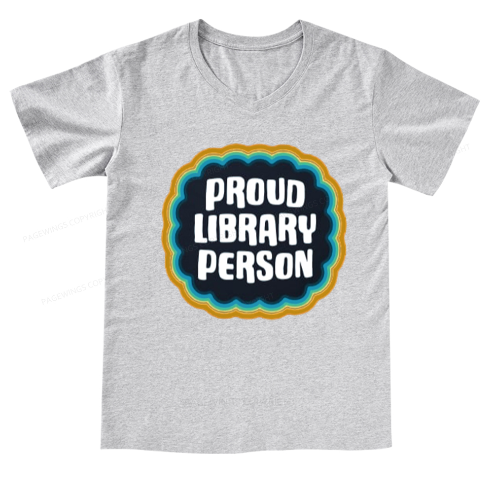 Pagewings Proud Library Person V-neck T-shirt
