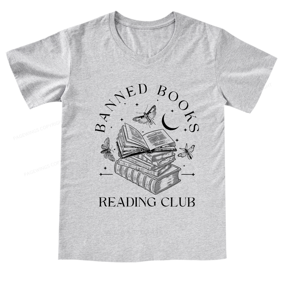 Pagewings Banned Book Reading V-neck T-shirt