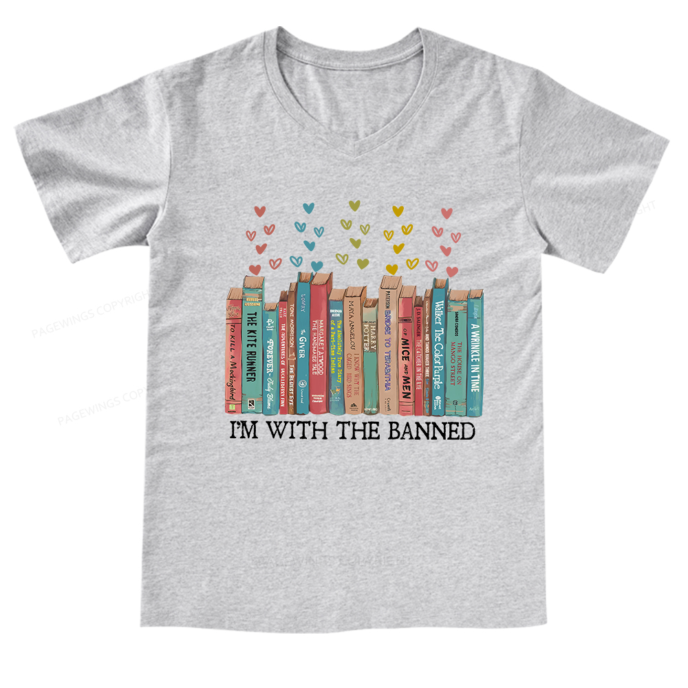 Pagewings I'm With The Banned  V-neck T-shirt