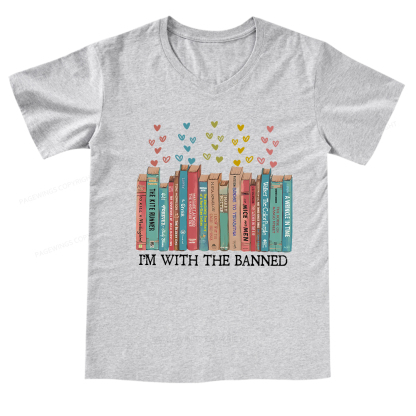 Pagewings I'm With The Banned  V-neck T-shirt