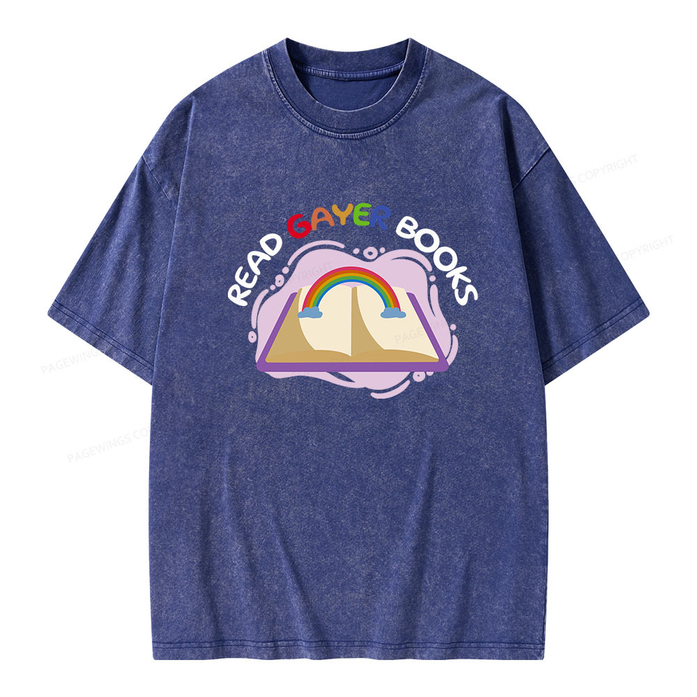 Pagewings Read Gayer Books Unisex Washed T-shirt
