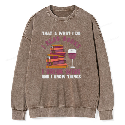 Pagewings Book Fun Wines Book Reading T-Shirts Unisex Washed Sweatshirt