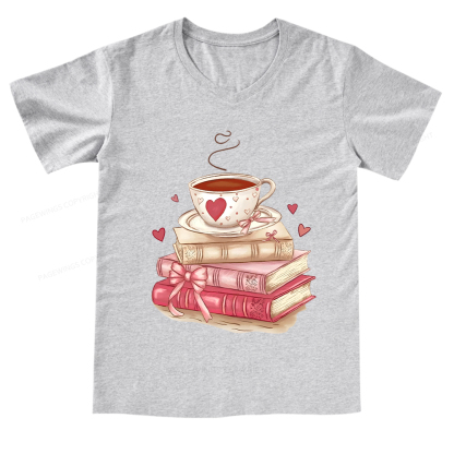 Pagewings Book Lover Valentine Sweatshirt V-neck T-shirt