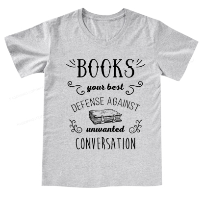 Pagewings Books your best defense Book Reading V-neck T-shirt