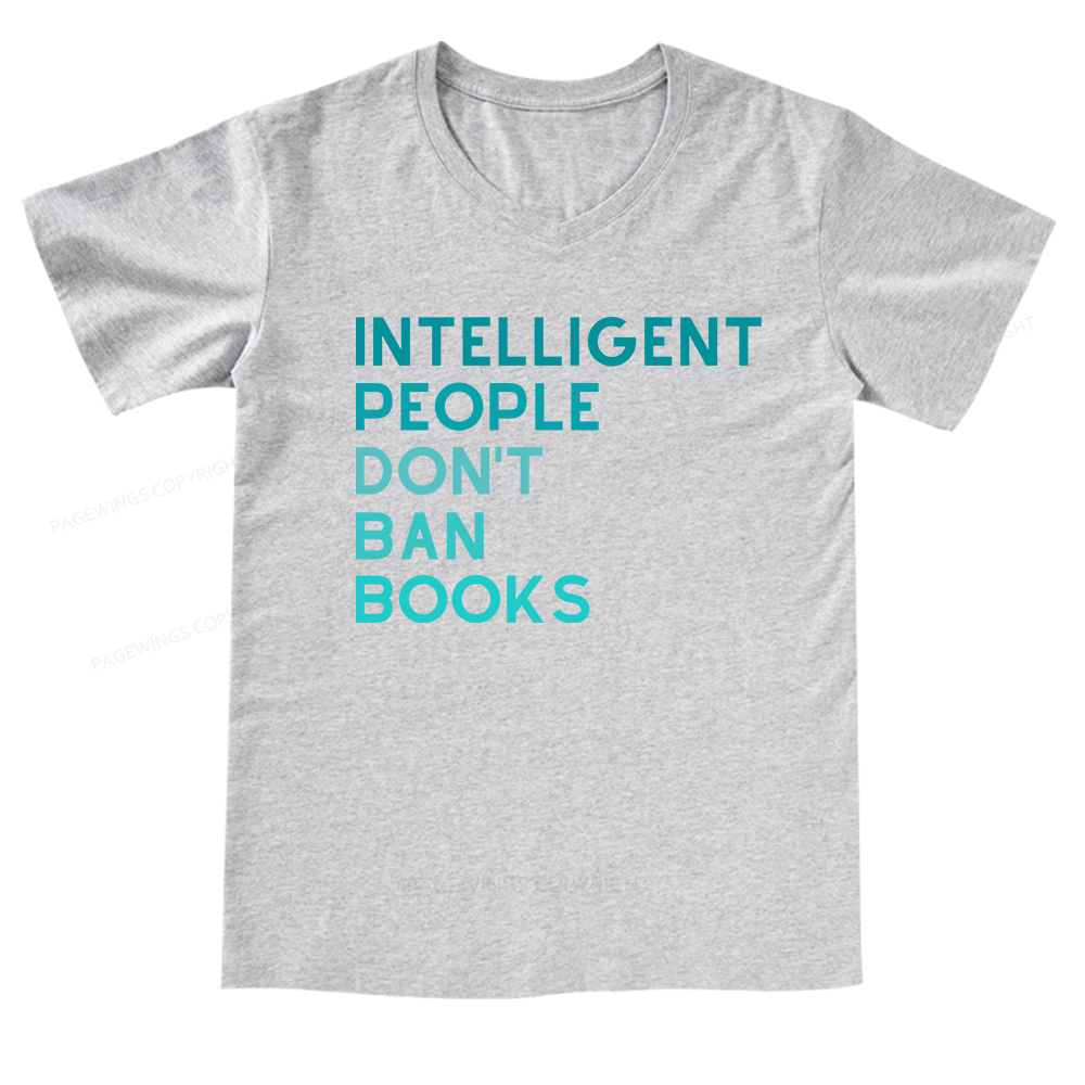 Pagewings Intelligent People Don't Ban Books V-neck T-shirt