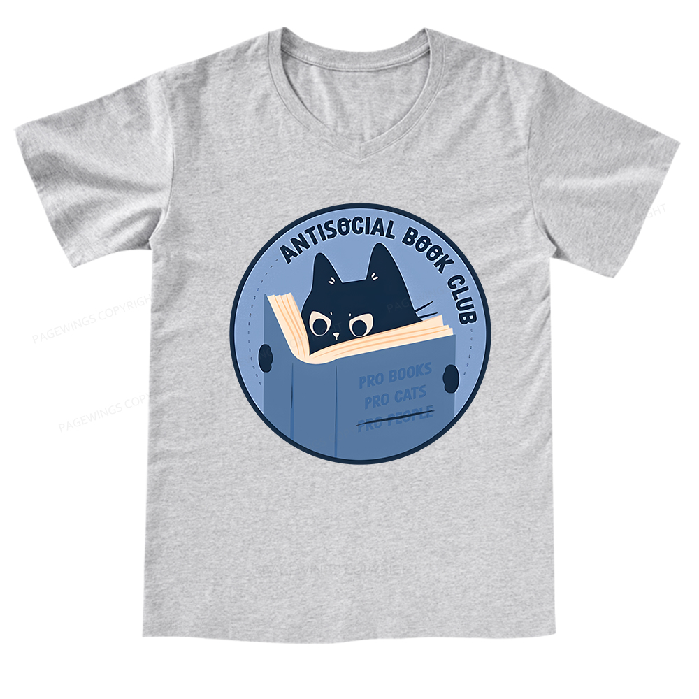 Pagewings Anitisocial Book Club T-Shirt V-neck T-shirt
