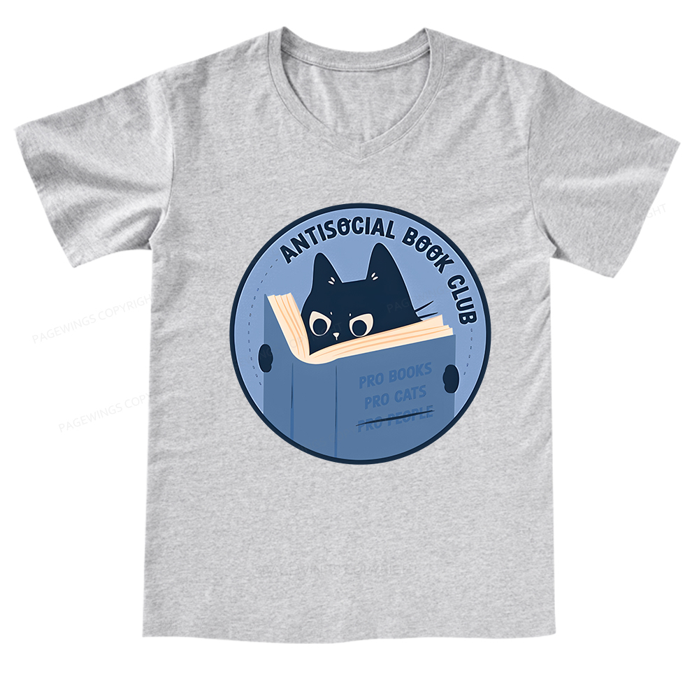 Pagewings Anitisocial Book Club T-Shirt V-neck T-shirt