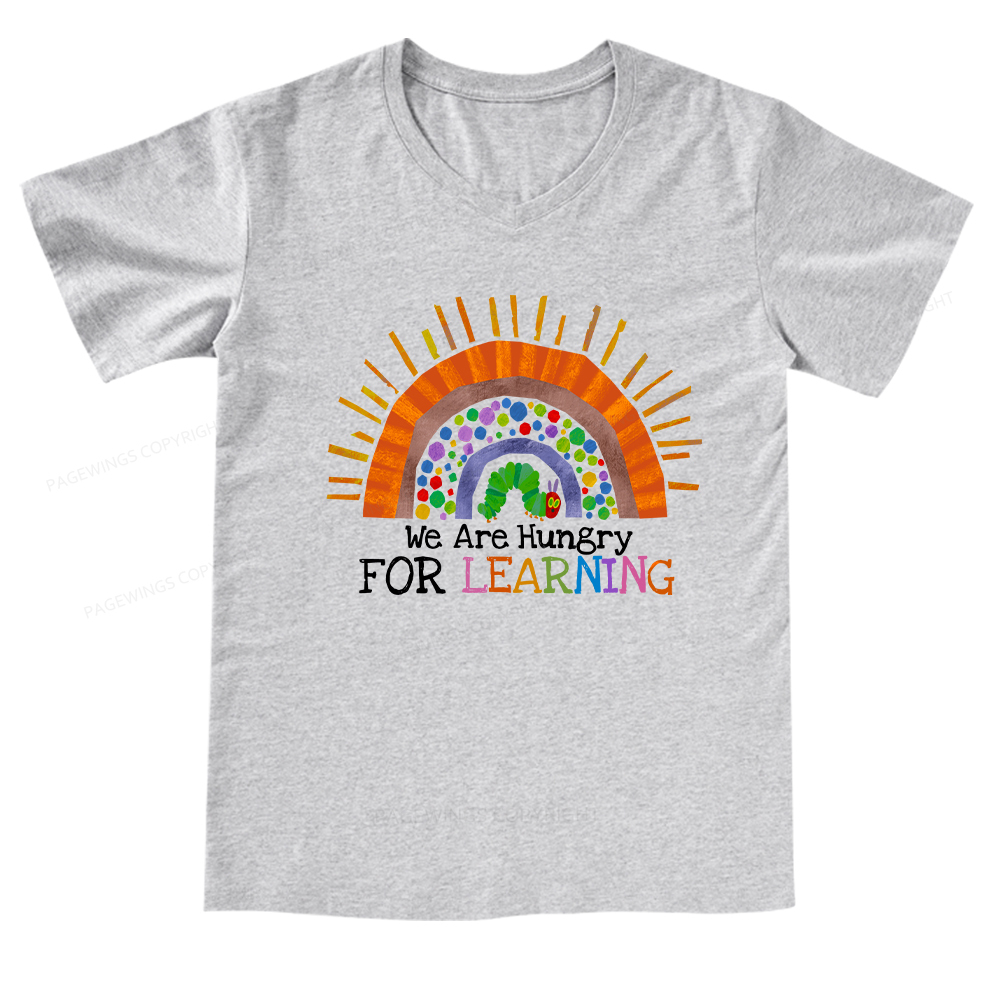 PagewingsWe Are Hungry For Learning Reading V-neck T-shirt