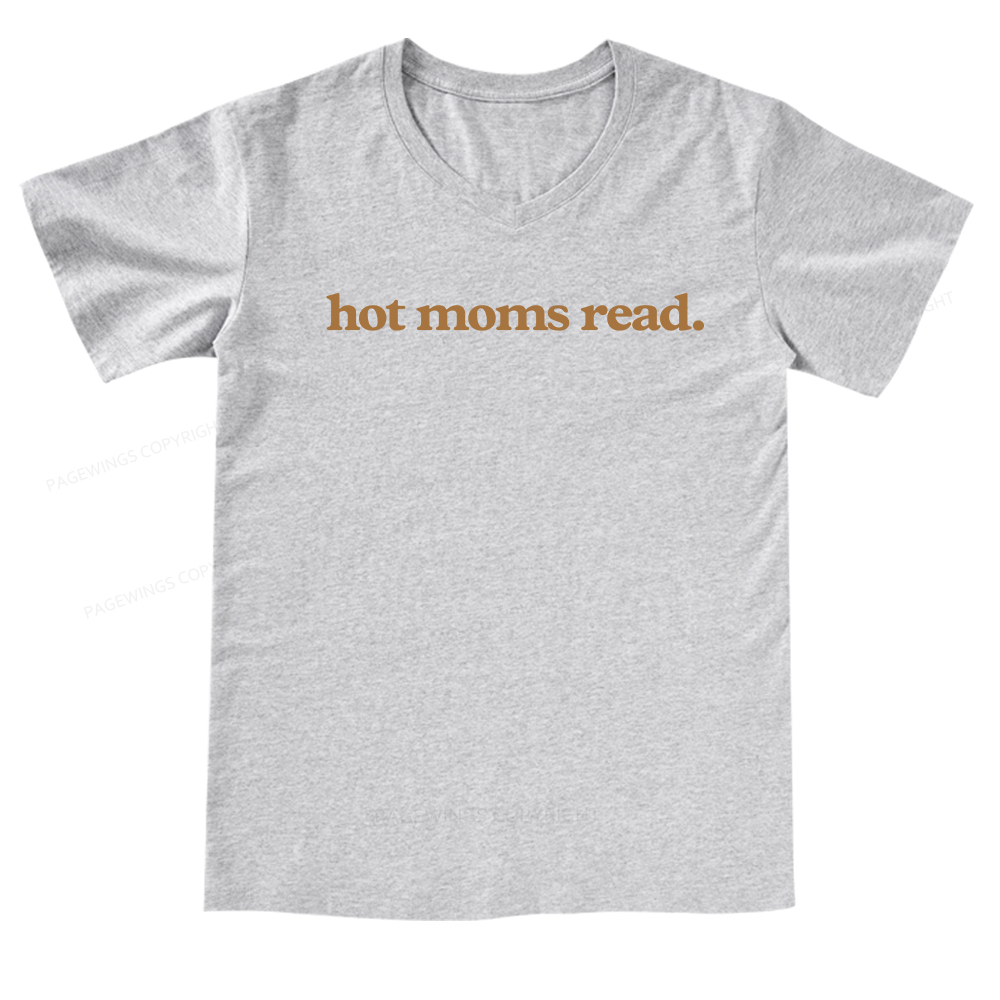 Pagewing Hot Moms Read V-neck T-shirt