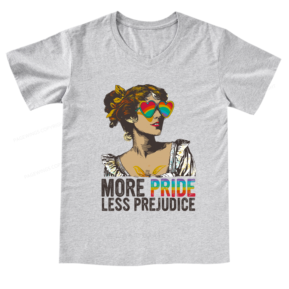 Pagewings More Pride Less Prejudice V-neck T-shirt