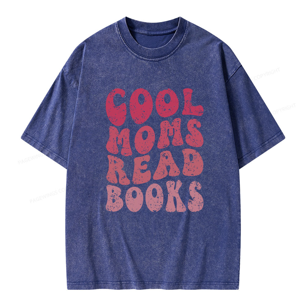 Pagewings Cool Moms Read Books Unisex Washed T-shirt
