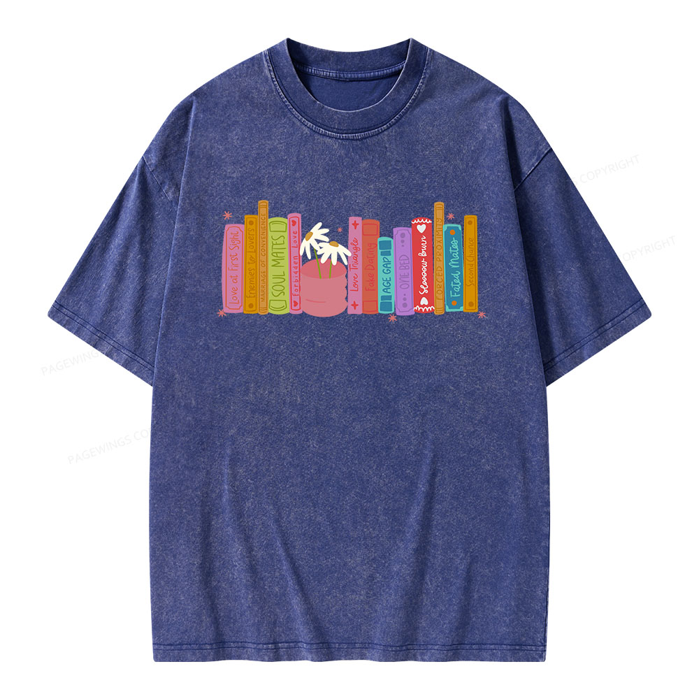 Pagewings Romance Book Tropes Unisex Washed T-shirt