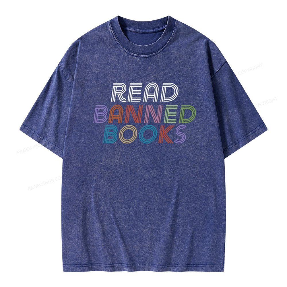 Pagewings Read Banned Books Unisex Washed T-shirt